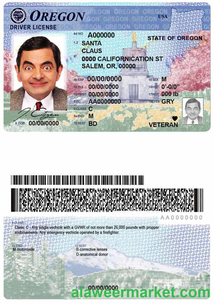 USA Oregon state driving license